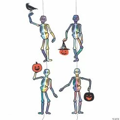 Holographic Skeleton Hanging Halloween Decorations - 10 Pc.