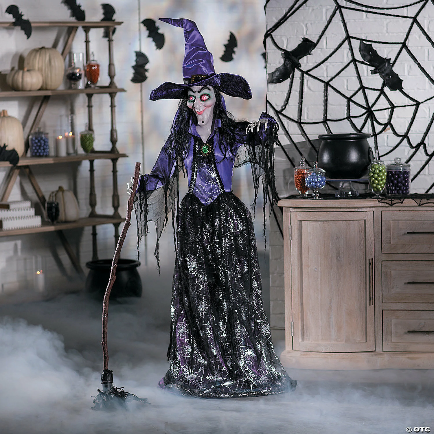 Large Spellbound Glam Witch with Light-Up Eyes Standing Halloween Decoration