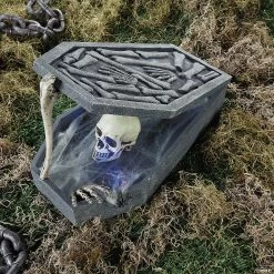 LED Skull in Coffin Halloween Decoration