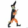 Leg Kicking Witch With Broom Halloween Decoration