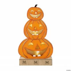 Lighted Stacked Pumpkins Tabletop Decoration