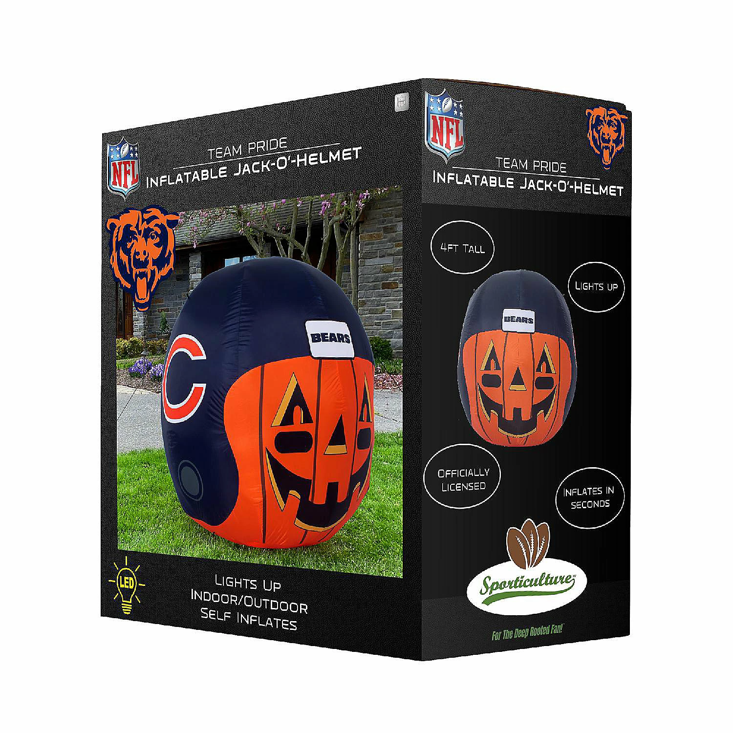 NFL Chicago Bears Inflatable Jack O' Helmet, 4 ft Tall, Orange - Image 2