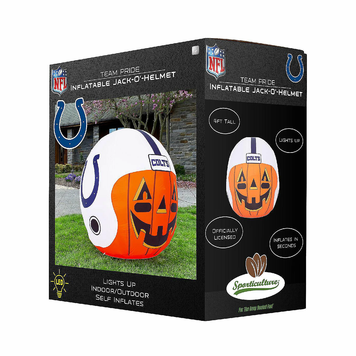 NFL Indianapolis Colts Inflatable Jack O' Helmet, 4 ft Tall, Orange - Image 3