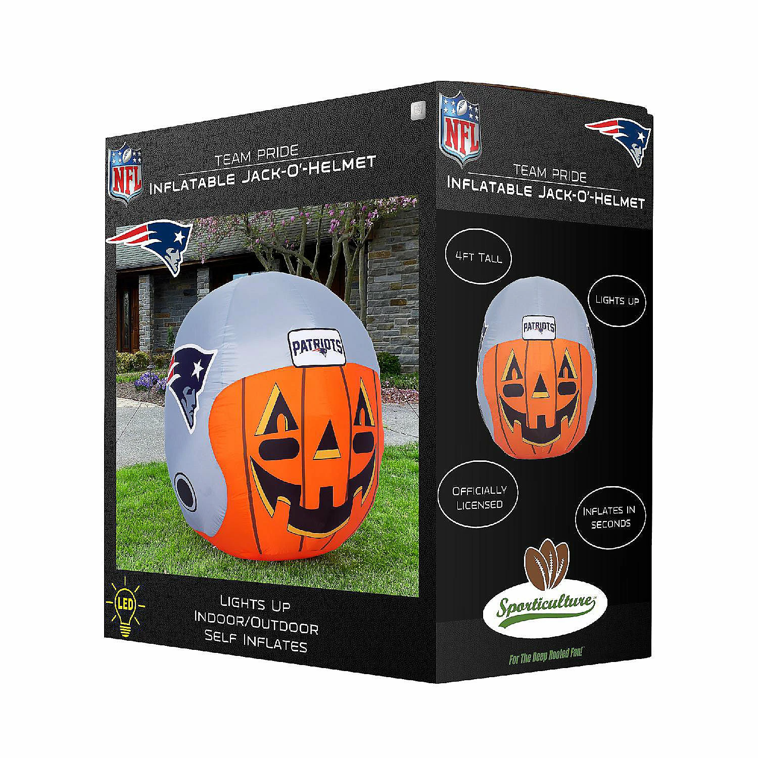 NFL New England Patriots Inflatable Jack O' Helmet, 4 ft Tall, Orange - Image 2