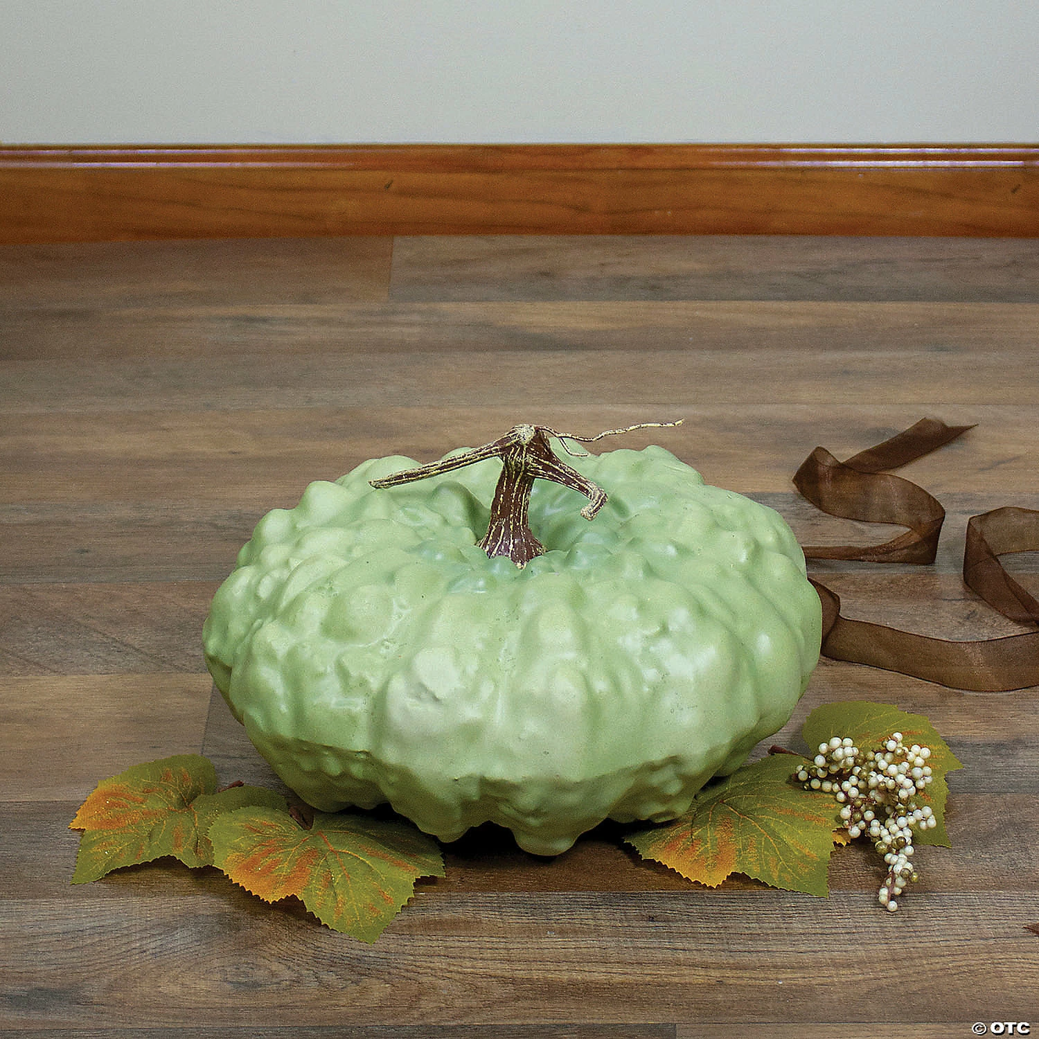Northlight 10.5" Green Textured Pumpkin Fall Harvest Table Top Decoration - Image 3