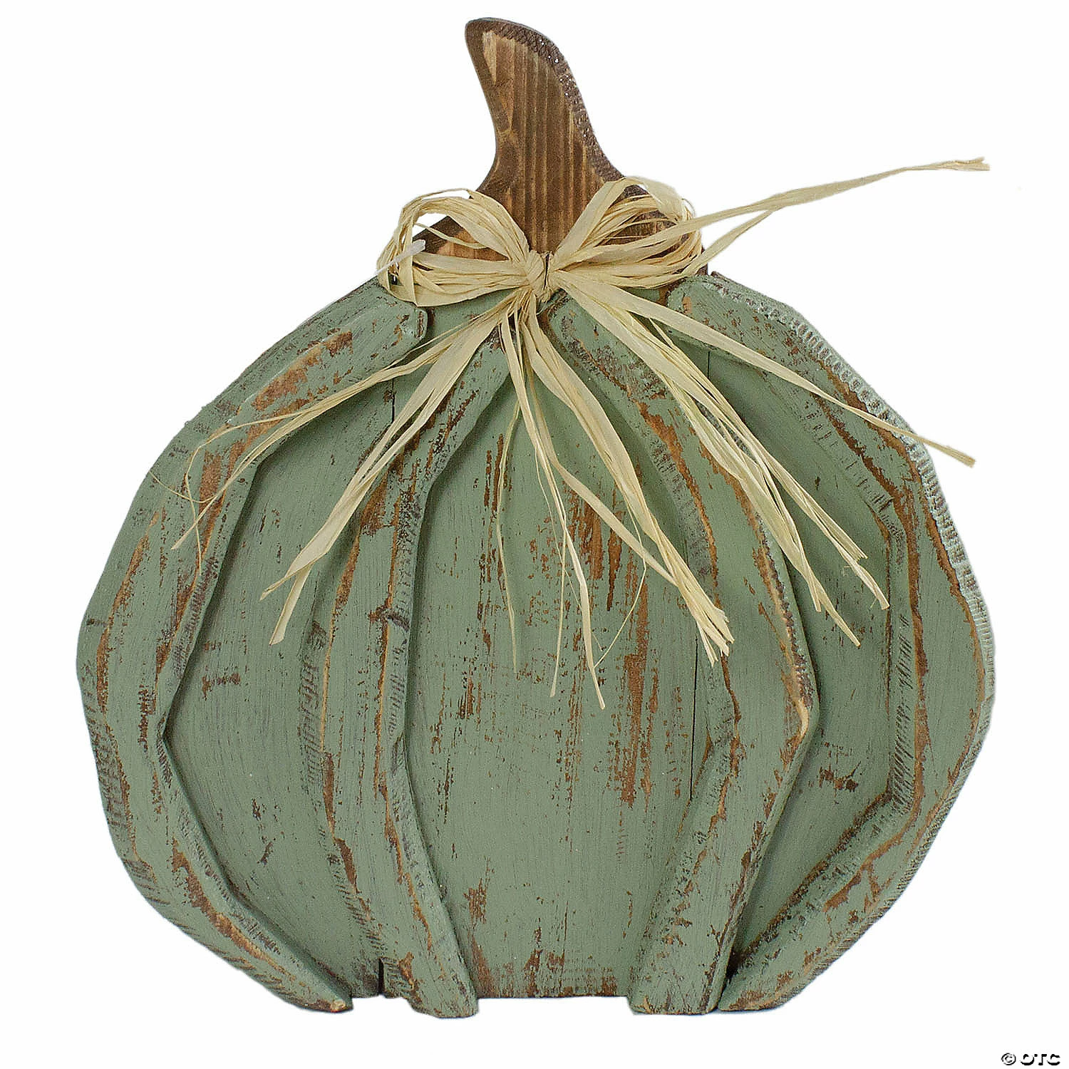 Northlight 12-Inch Green Distressed Halloween Fall Pumpkin Decoration