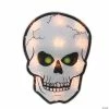 Northlight 12" Silver and Black Holographic Lighted Skull Halloween Window Silhouette Decoration