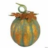 Northlight 13" Orange and Green Autumn Pumpkin Tabletop Decor- Metal