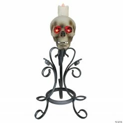 Northlight 16" Gothic Flameless Skull Halloween Candle Holder