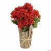 Northlight 20" Orange Fall Harvest Artificial Mum Plant in a Pot