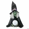 Northlight 26" Pre-Lit Black and Green Sitting Fortune Witch with Magic Ball Halloween Decor