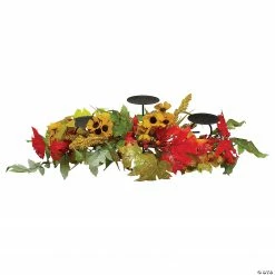 Northlight 28" Yellow Sunflower and Red Leaves Fall Harvest Candle Holder