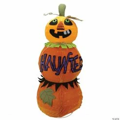 Northlight 38" Orange and Black Standing Spooky Jack-O-Lantern Pumpkin Lighted Halloween Decor