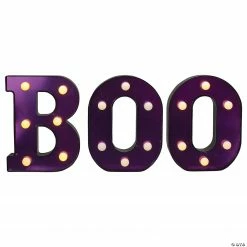 Northlight 6.5" LED Black and Purple BOO Halloween Marquee Sign