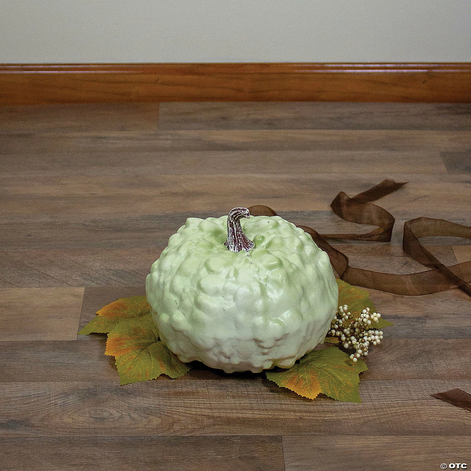 Northlight 7.5" White Textured Pumpkin Fall Halloween Statue - Image 3