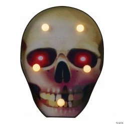 Northlight 7" Lighted Black and Red Skull Halloween Decoration