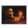 Northlight Black and Orange LED Lighted Skull Halloween Wall Art 12" x 15.75"