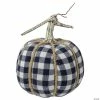 Northlight Dark Blue and White Plaid Fall Harvest Tabletop Pumpkin