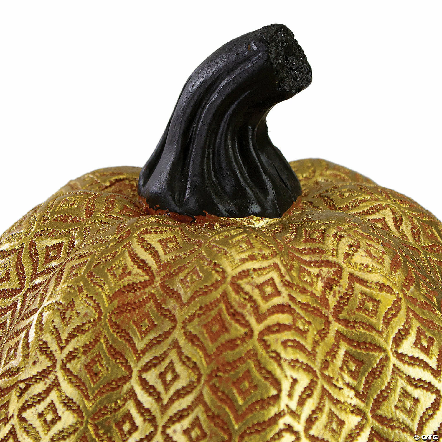 Northlight Orange and Gold Diamond Patterned Halloween Pumpkin Tabletop Decoration - Image 3