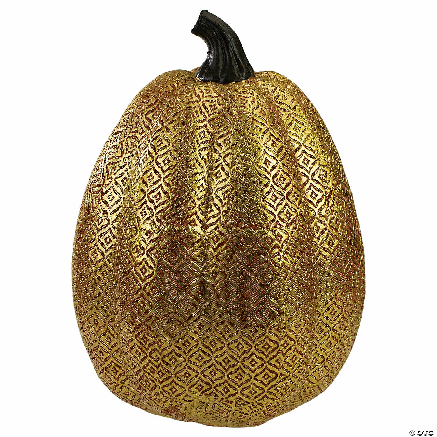Northlight Orange and Gold Diamond Patterned Halloween Pumpkin Tabletop Decoration