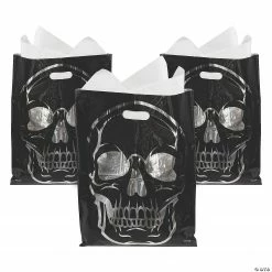Reflective Foil Skull Trick-or-Treat Goody Bags - 50 Pc.