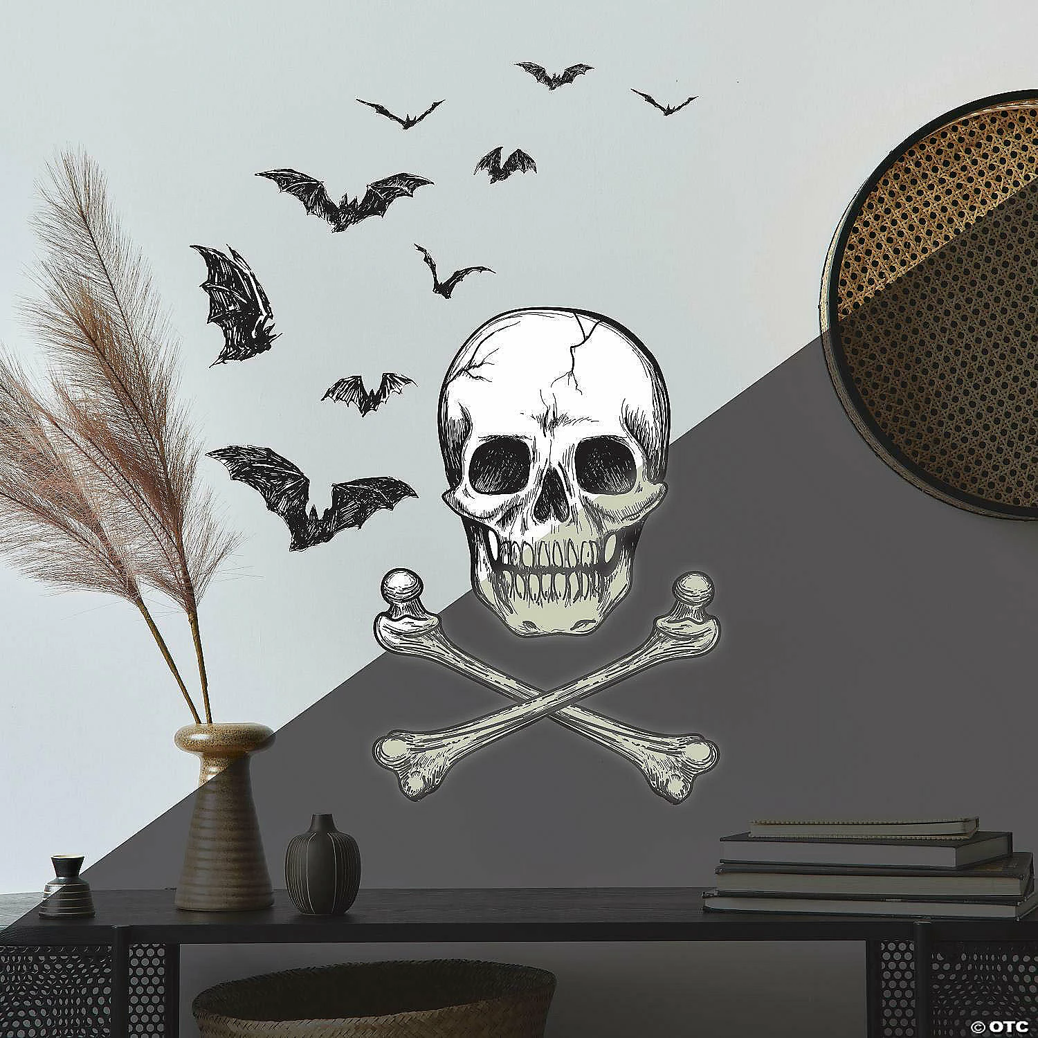 Roommates Skull Glow In The Dark Peel And Stick Giant Wall Decal
