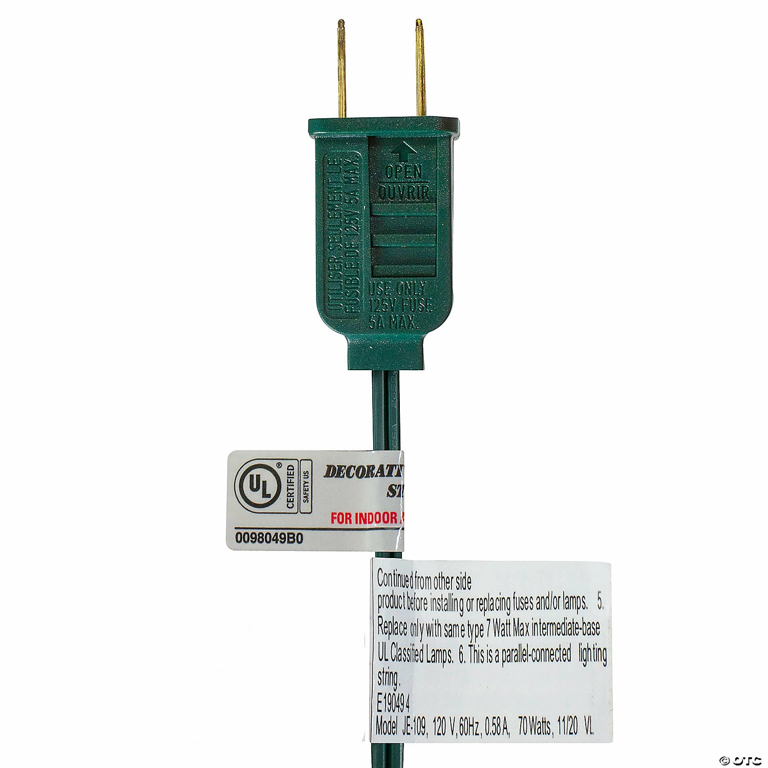 Set of 10 Flickering Amber Flame C7 Halloween Lights - 9' Green Wire - Image 3