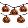 Set of 10 Jack O Lantern Shaped Halloween Lights 7.5ft Black Wire
