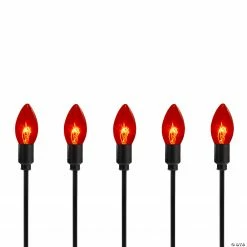 Set of 10 Orange C9 Bulb Halloween Pathway Markers - 8.75' Black Wire
