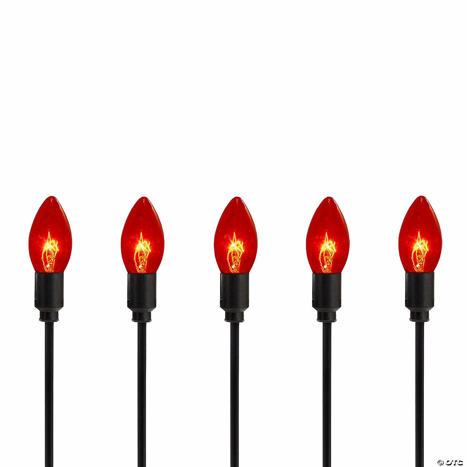 Set of 10 Orange C9 Bulb Halloween Pathway Markers - 8.75' Black Wire