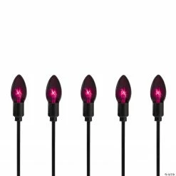 Set of 10 Purple C9 Bulb Halloween Pathway Markers - 8.75ft Black Wire