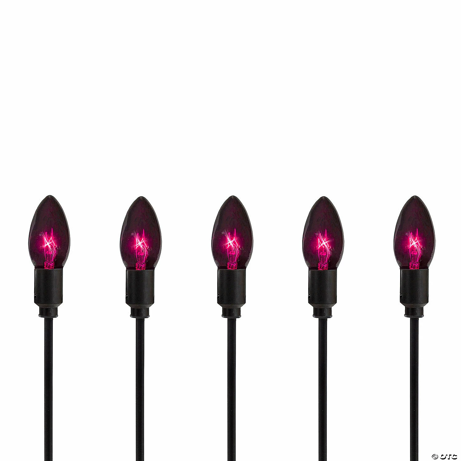 Set of 10 Purple C9 Bulb Halloween Pathway Markers - 8.75ft Black Wire