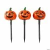 Set of 3 Lighted Jack-o-Lantern Halloween Pathway Markers