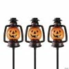 Set of 3 Orange Flickering Halloween Jack O’ Lantern Pathway Markers Outdoor Decor