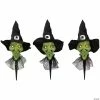 Set of 3 Smirking Witch Halloween Pathway Markers
