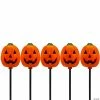 Set of 5 Jack-O-Lantern Shaped Halloween Pathway Markers - 3.75ft Black Wire