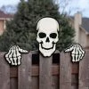 Skeleton Fence Peeker Halloween Decoration