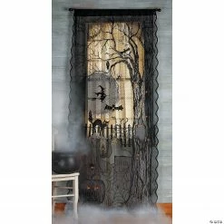 Spooky Lighted Lace Curtain Panel Halloween Decoration